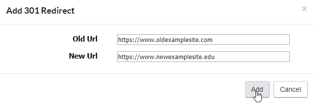 Adding a 301 redirect